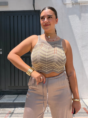 Pantalone Satin Tortora