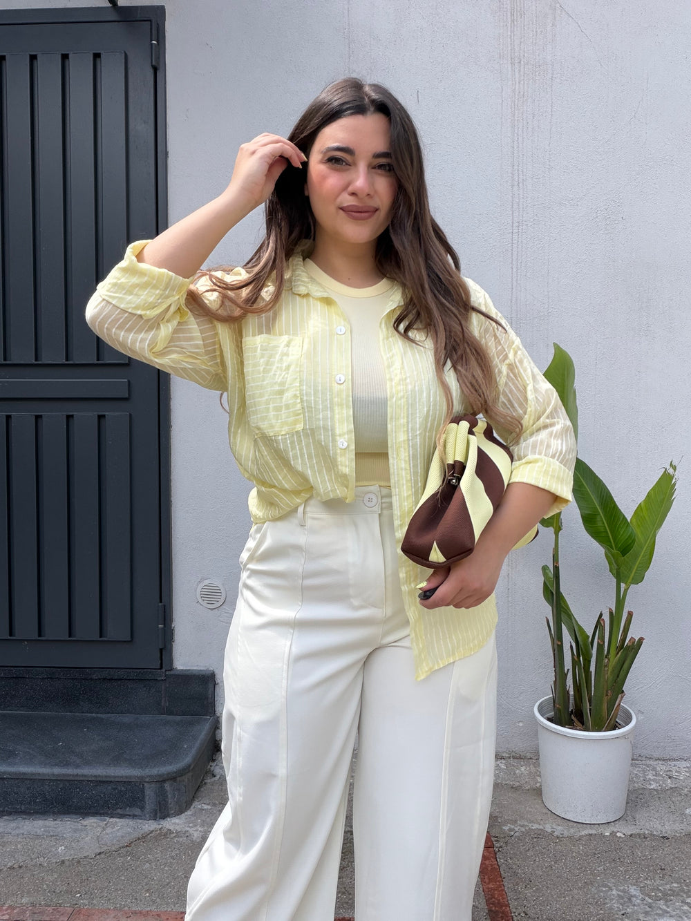 Camicia righe gialla
