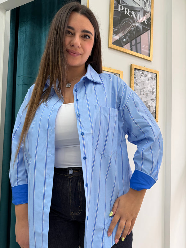 Camicia righe azzurra e blu