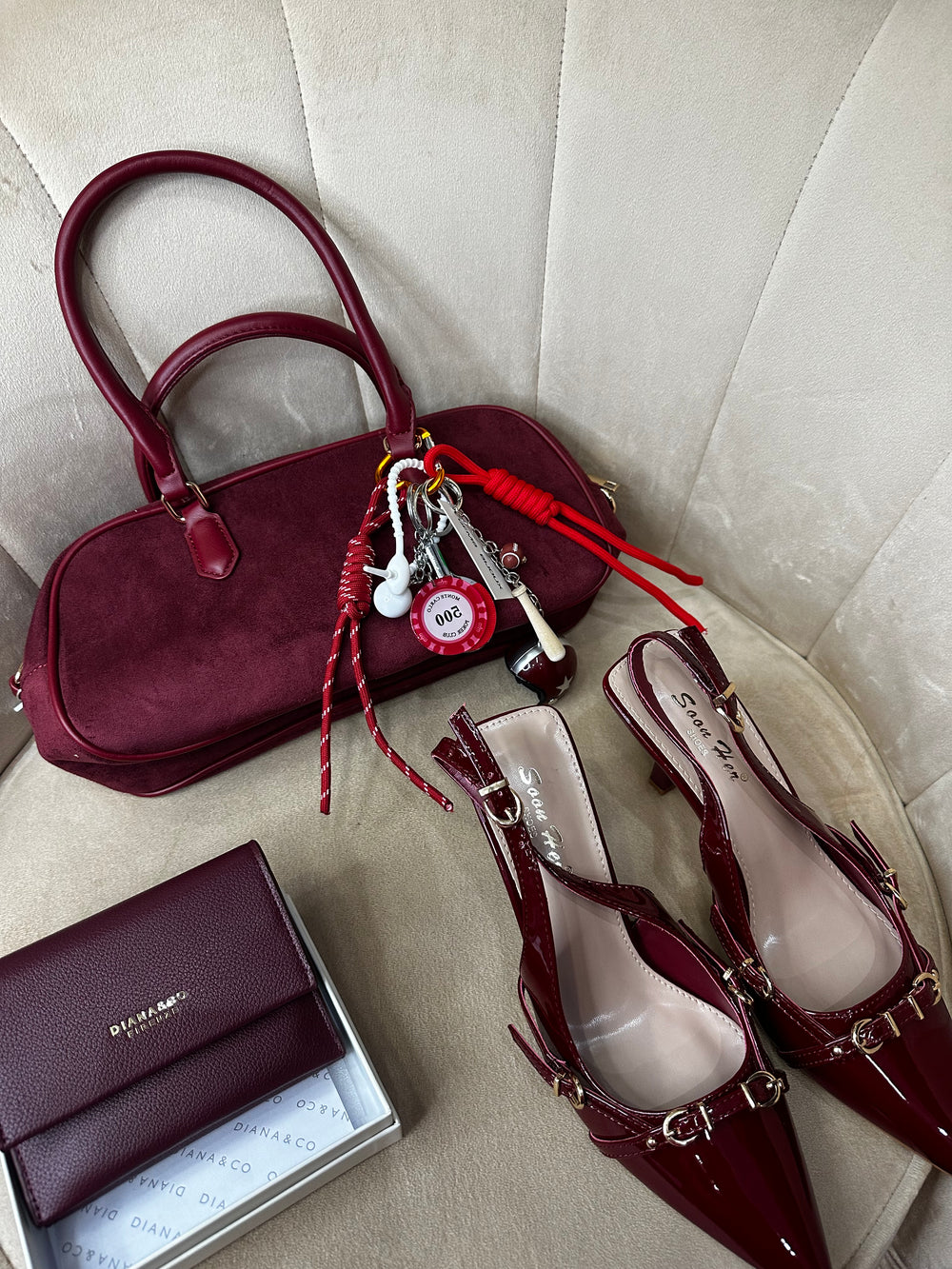 Borsa Baguette Bordeaux