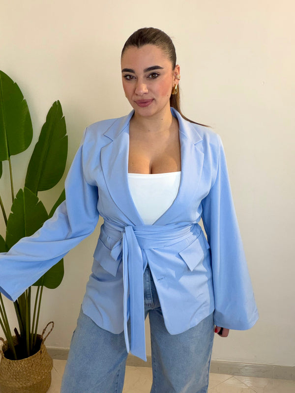 Giacca cintura Azzurra