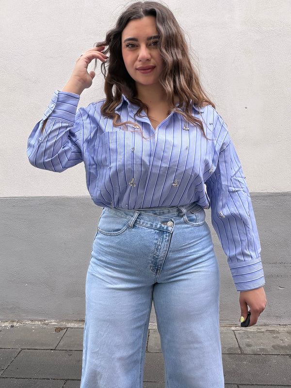 Camicia righe azzurra e bianca Diamond