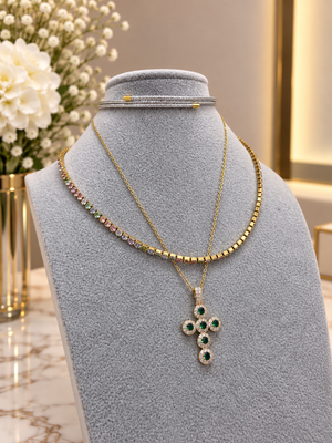 Collana Tennis Rosa