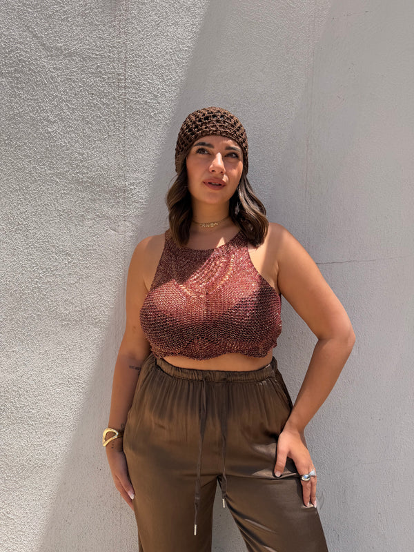 Top in Lurex Marrone