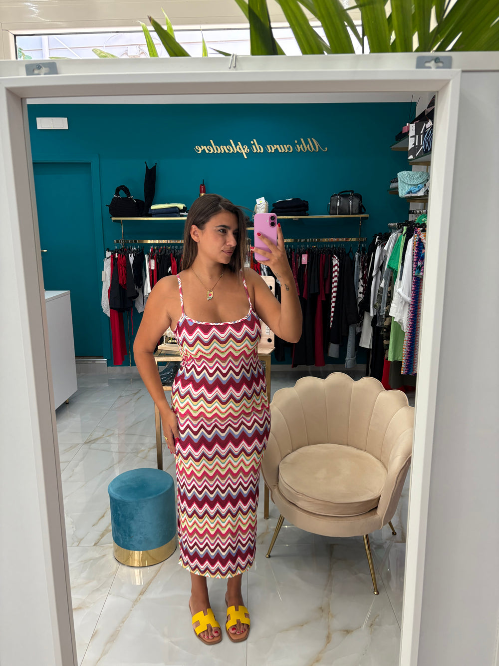 Dress multicolour fucsia