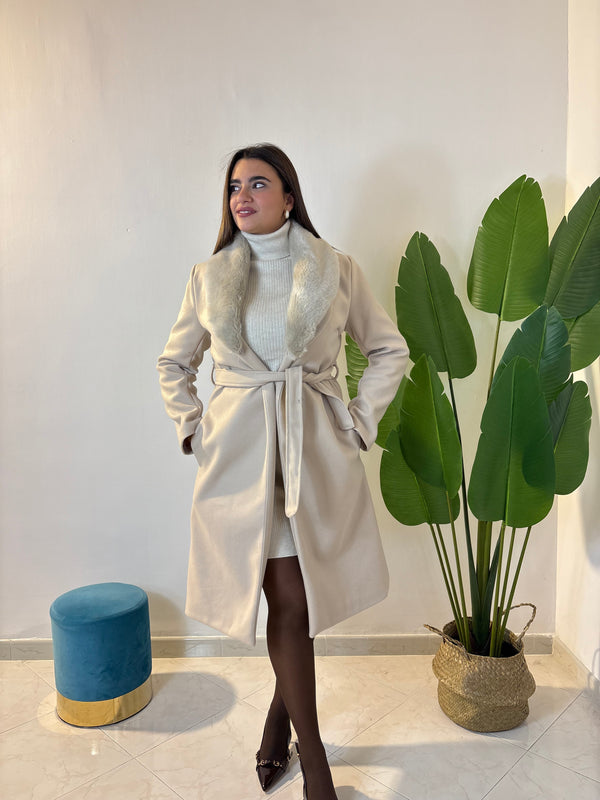 Cappotto Beige Pelliccia