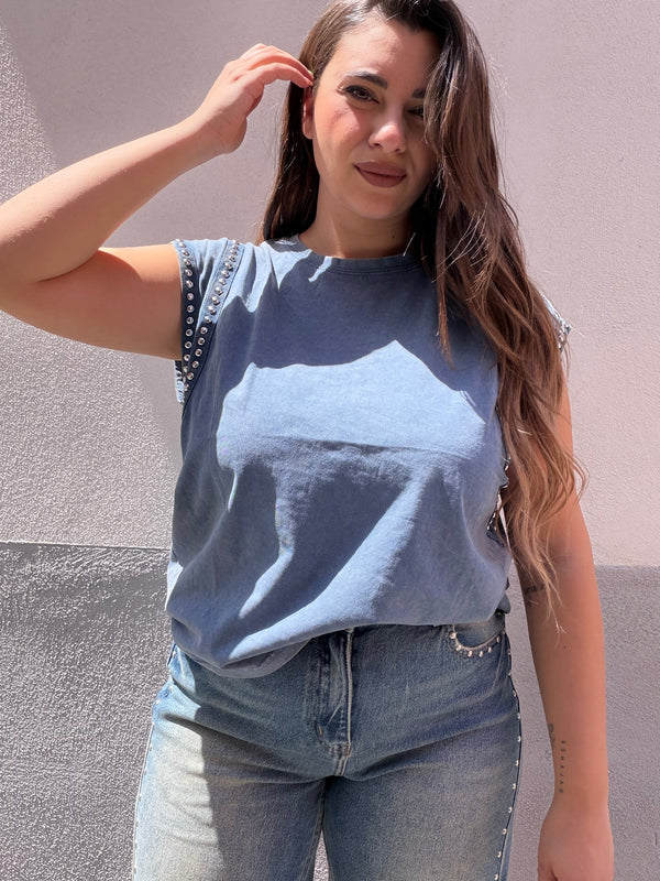 Maglia borchie blu