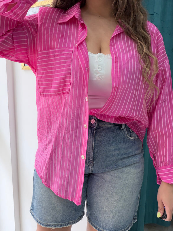 Camicia fucsia righe