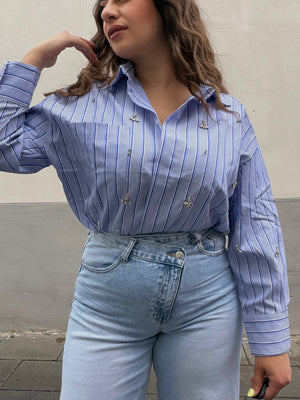 Camicia righe azzurra e bianca Diamond