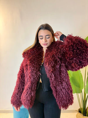 Pelliccia Teddy Bordeaux