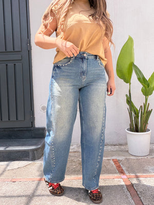 Jeans ballon borchie