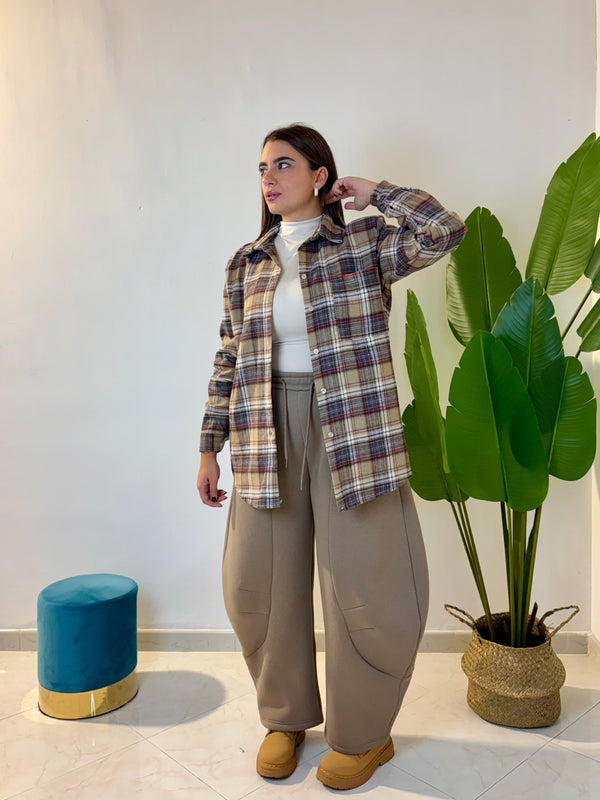 Camicione beige e bordeaux