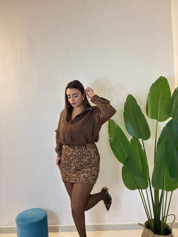 Coordinato Paillettes Marrone