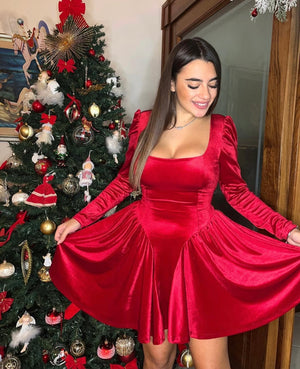 Mini Dress Rosso Velluto