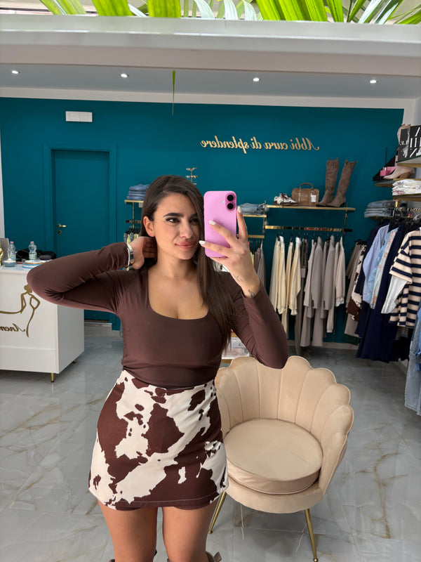Body Scollo Quadro Marrone