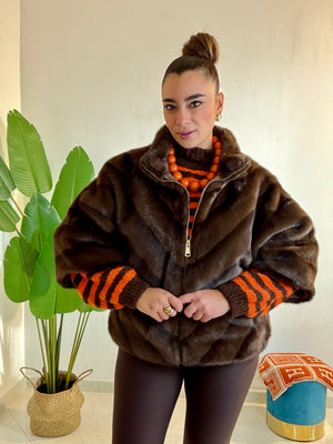 Pelliccia a Cappa marrone