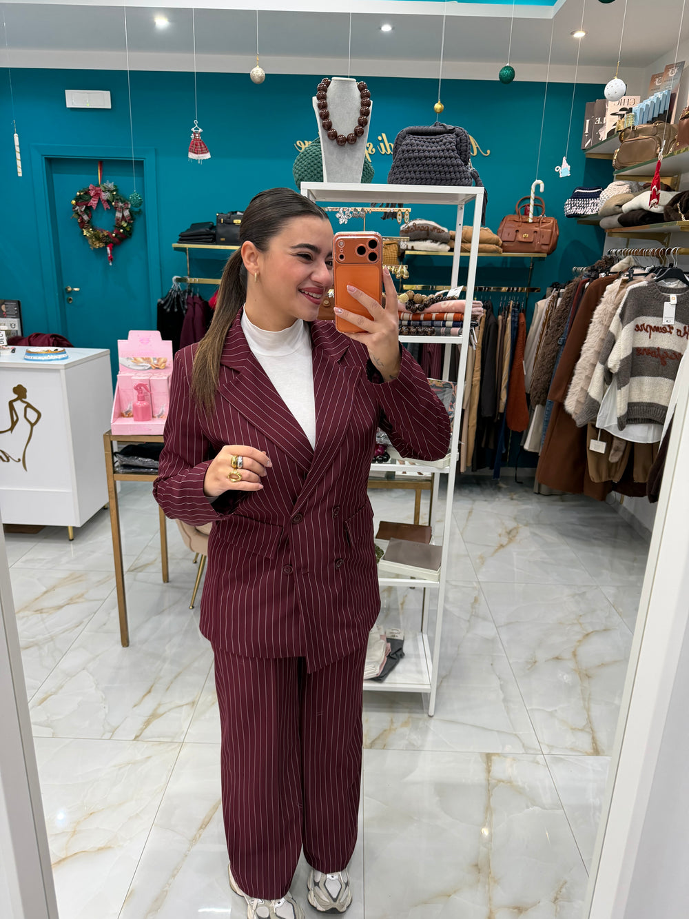 Tailleur Gessato Bordeaux