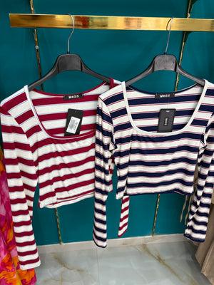 Maglia crop righe