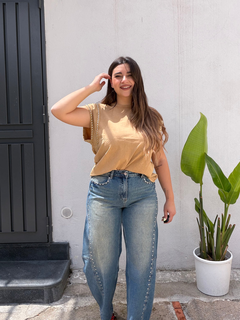 Jeans ballon borchie