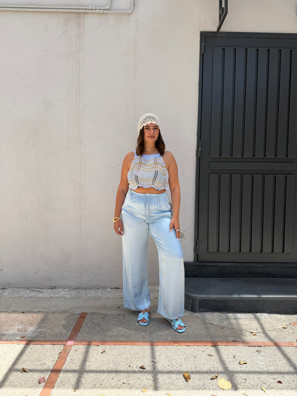 Top in Lurex Azzurra e Oro