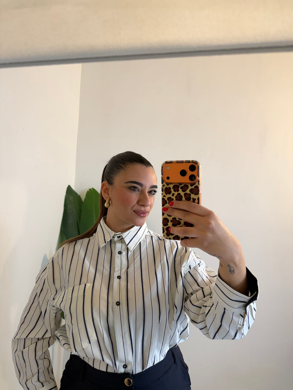 Camicia righe panna e blu