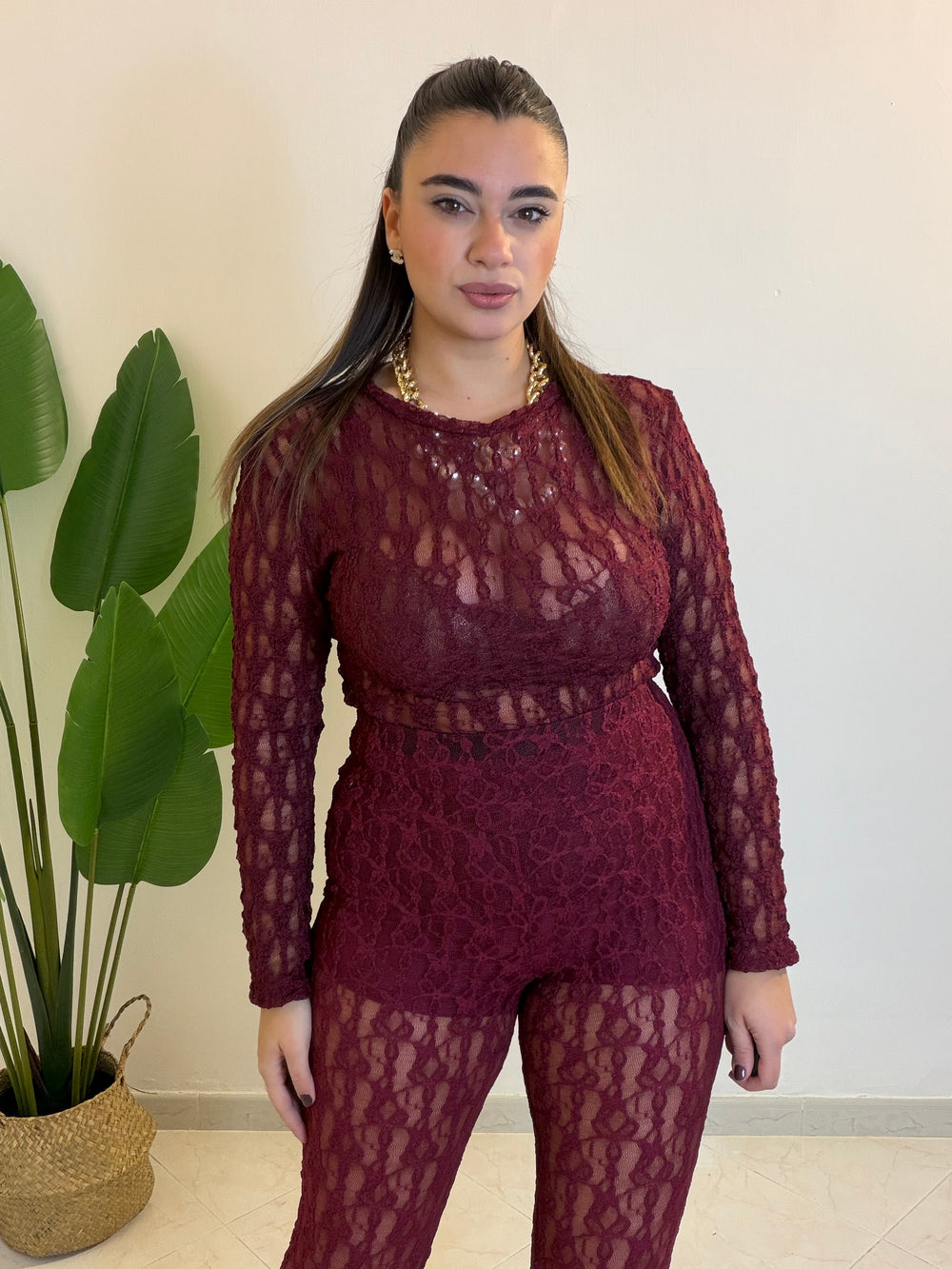 Maglia Ricami Bordeaux