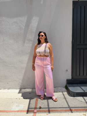 Top in Lurex Rosa