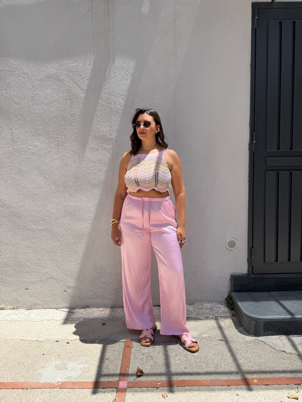Top in Lurex Rosa