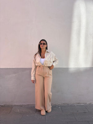 Camicia Righe Beige