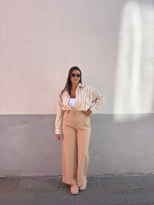 Camicia Righe Beige