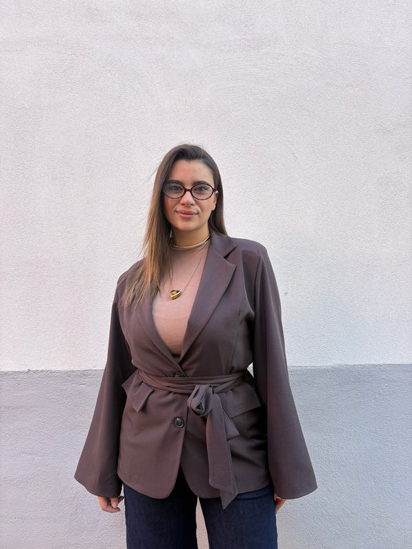 Giacca cintura Marrone