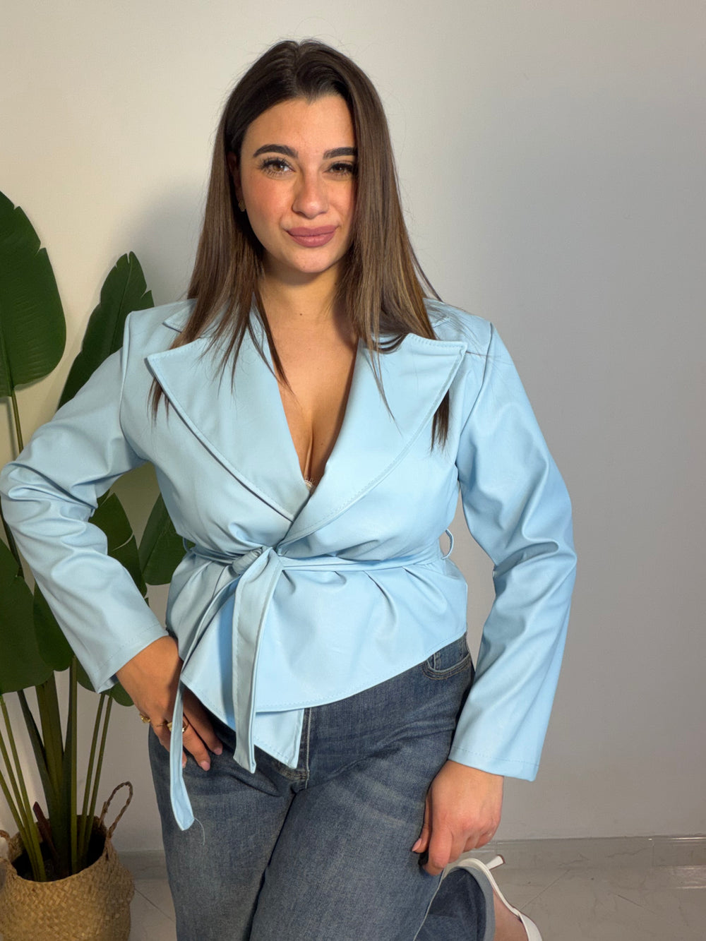 Trench ecopelle Azzurro