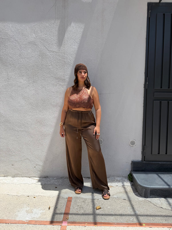 Pantalone Satin Marrone