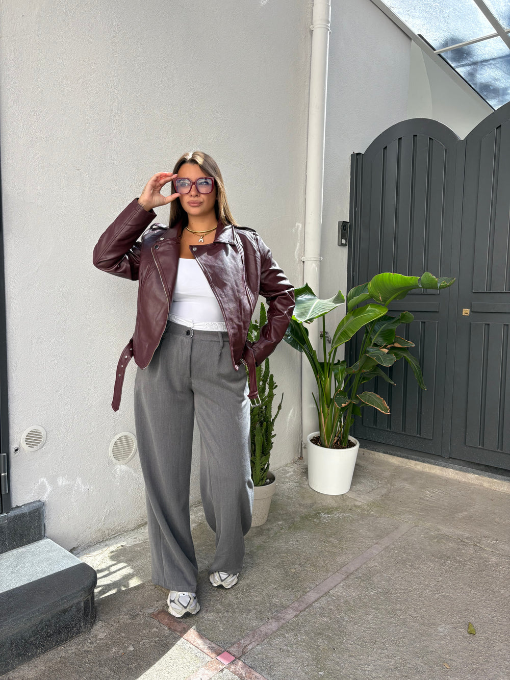 Pantalone Palazzo doppio elastico grigio