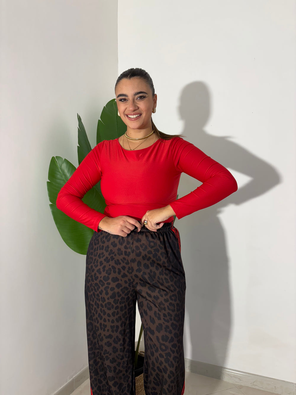 Body girocollo Rosso