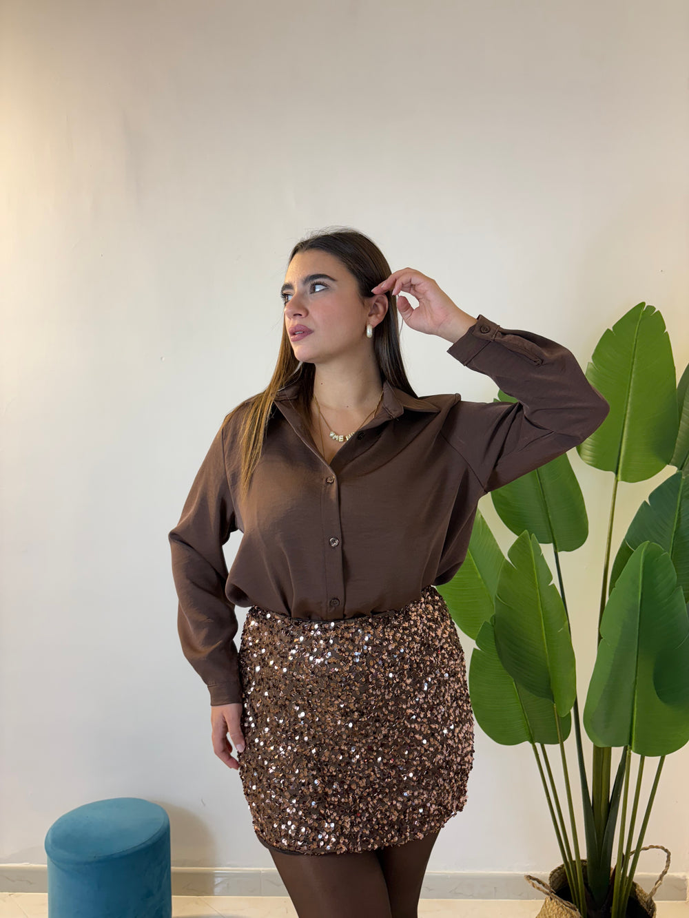 Coordinato Paillettes Marrone