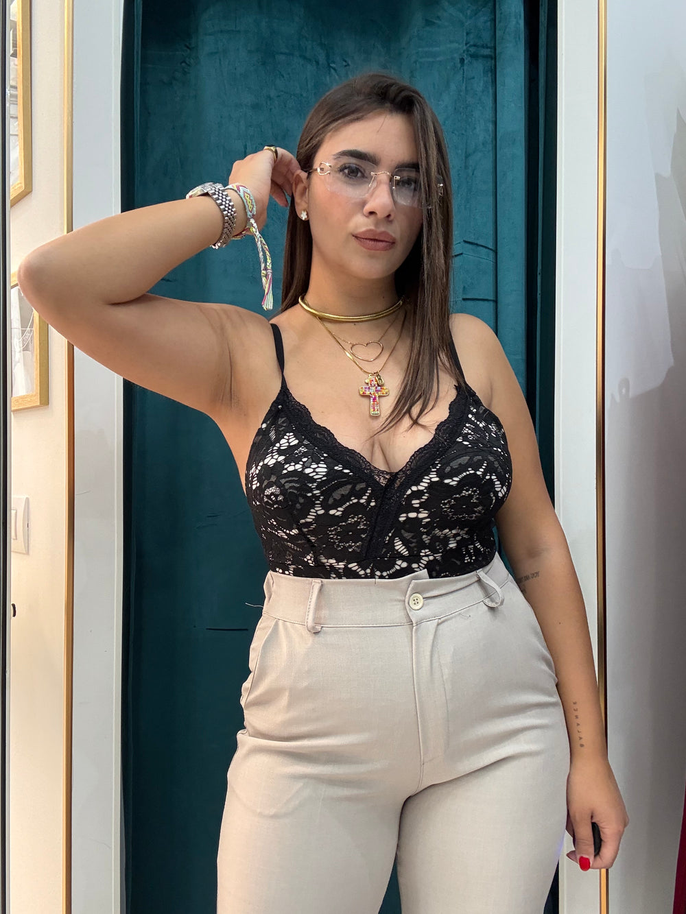 Body Pizzo Nero/Nude