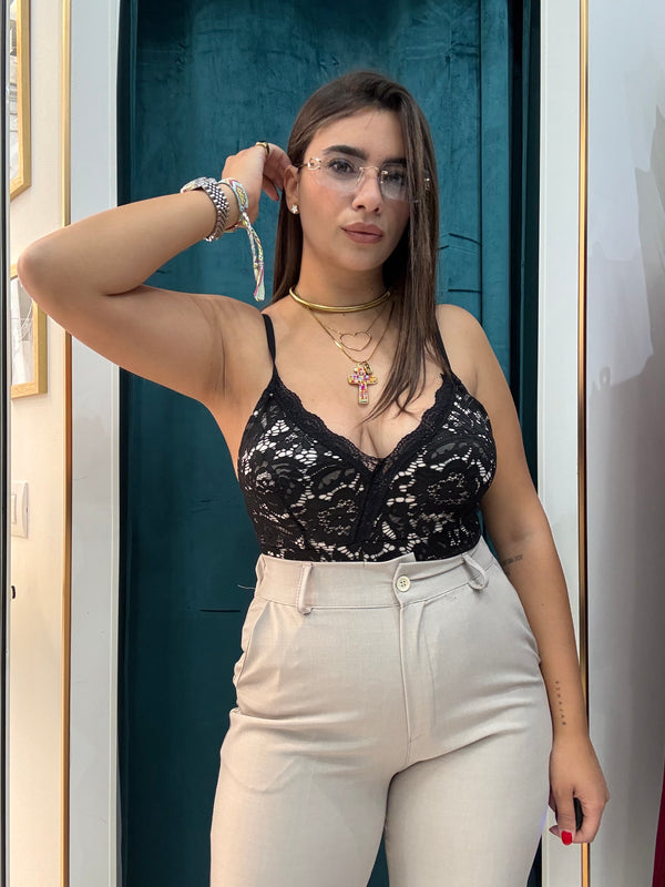Body Pizzo Nero/Nude