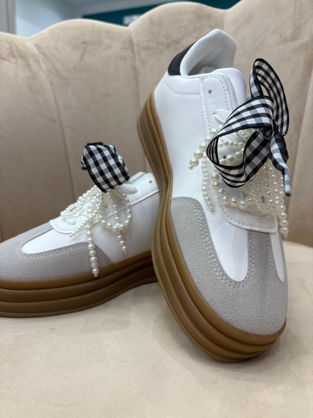 Scarpe Fiocco e Perle Nere