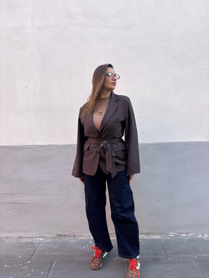 Giacca cintura Marrone