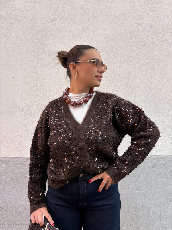 Cardigan Luce Marrone
