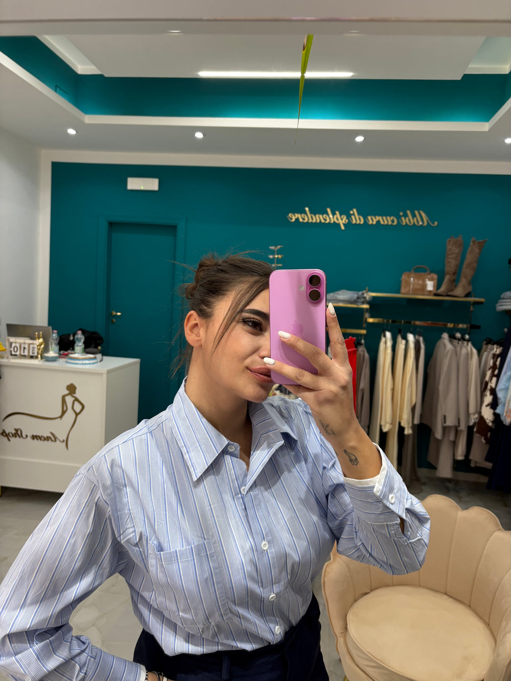 Camicia Righe Azzurra