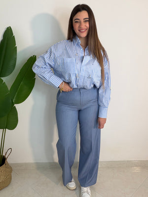 Camicia righe azzurra e bianca