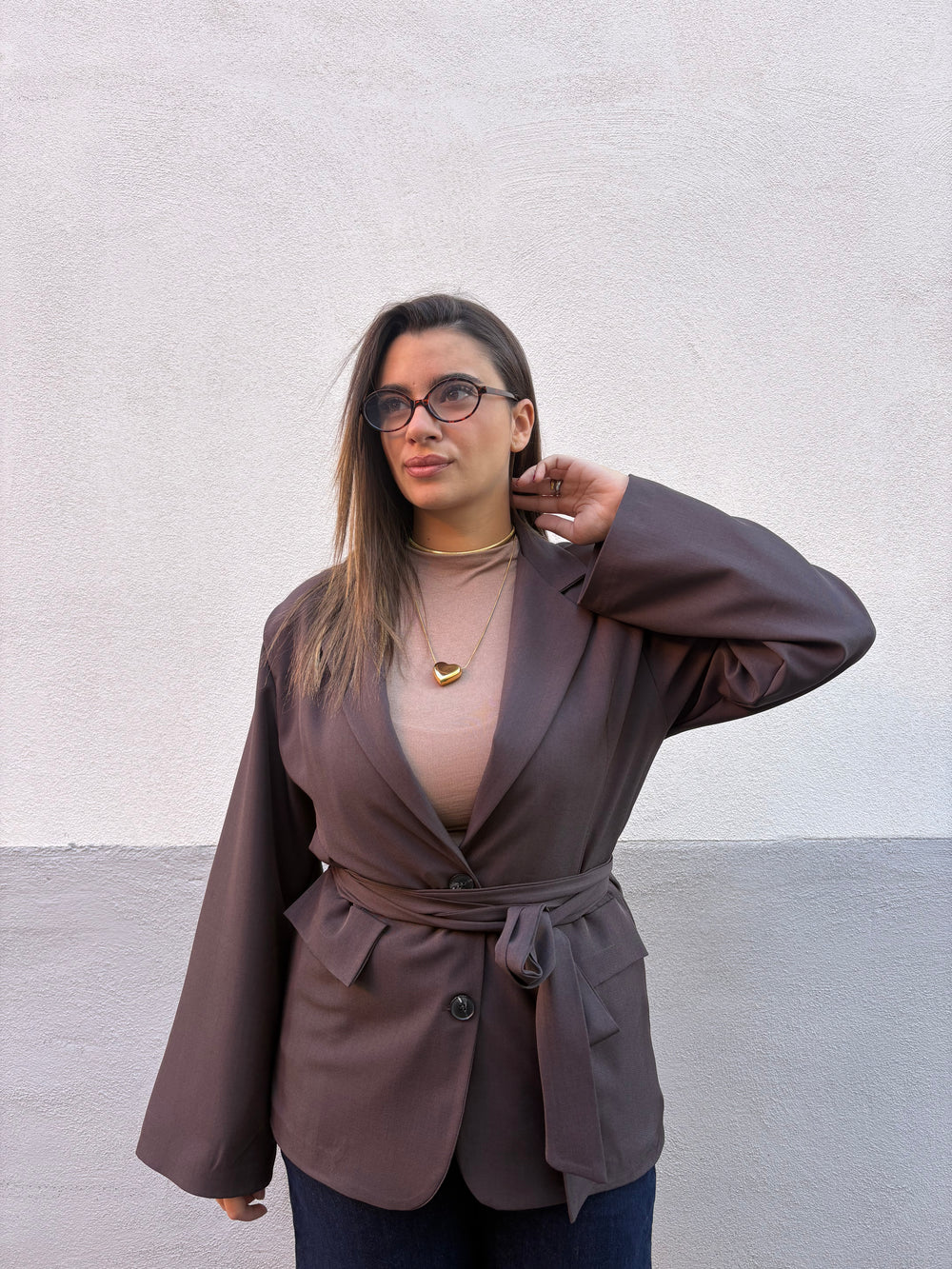 Giacca cintura Marrone