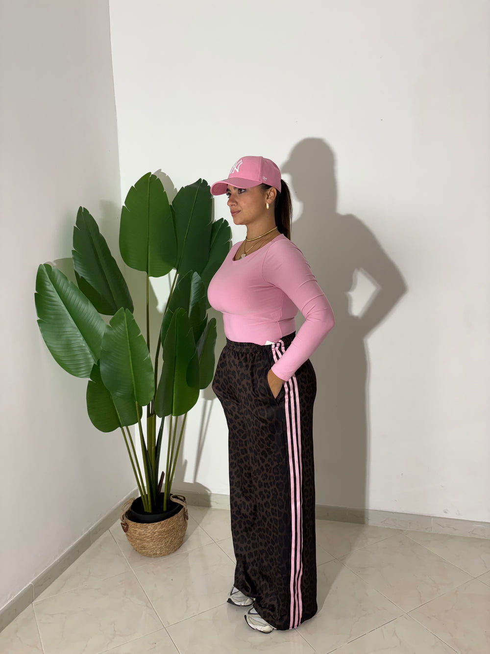 Pantalone Palazzo Animalier Rosa