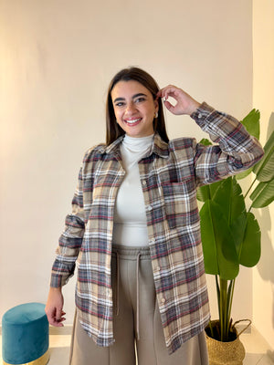 Camicione beige e bordeaux