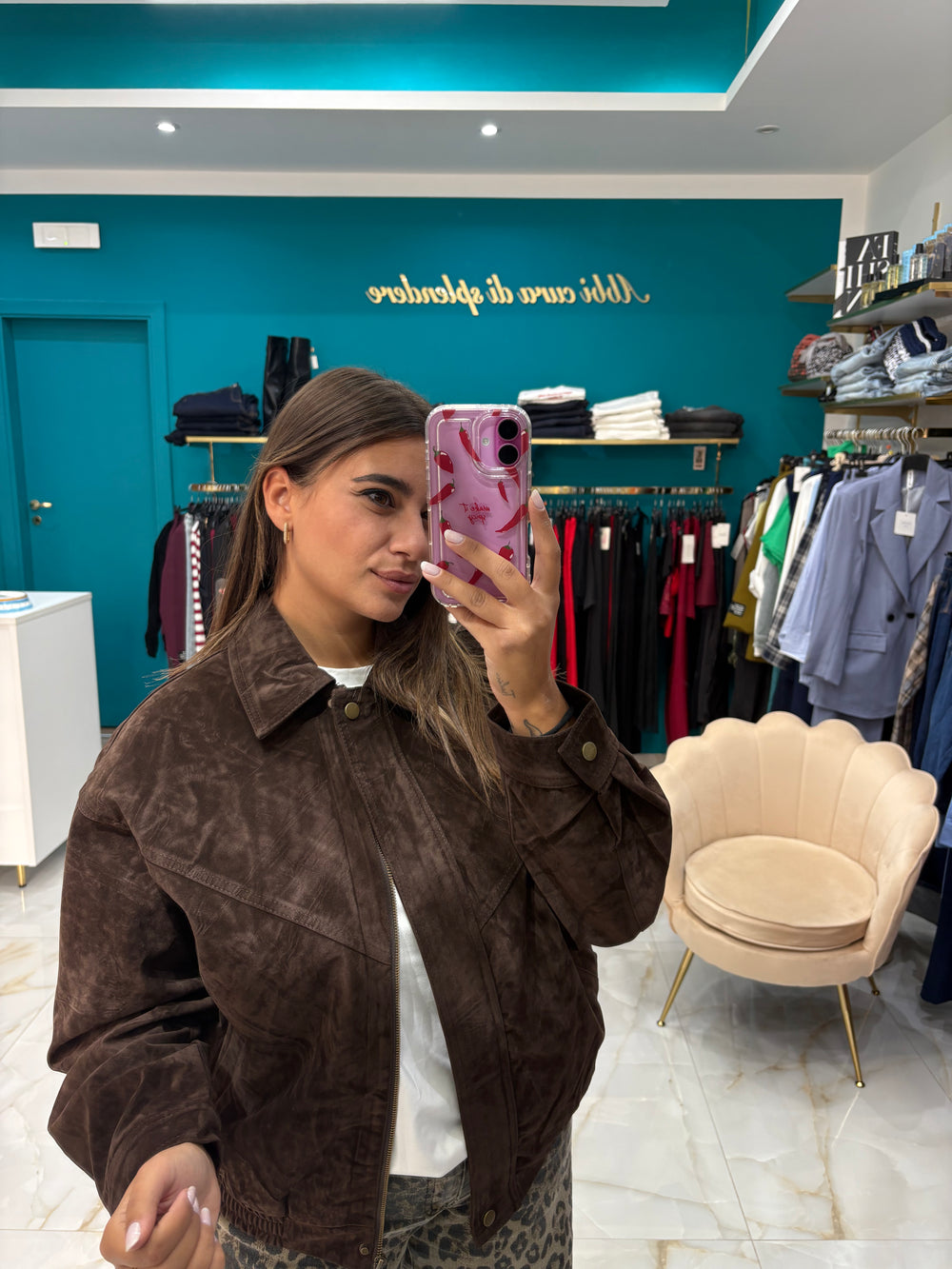 Bomber camoscio Marrone