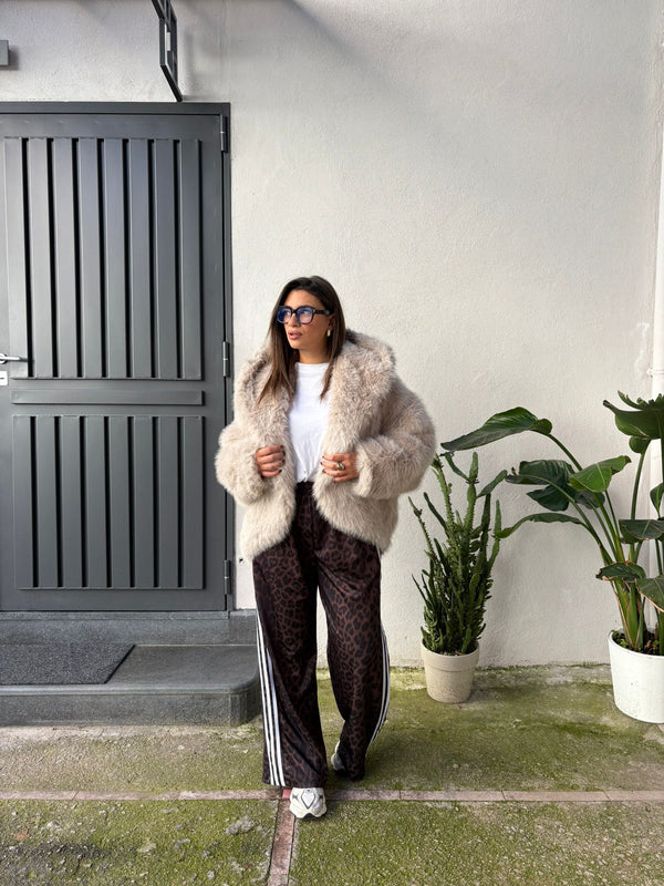 Pantalone Palazzo Animalier Bianco