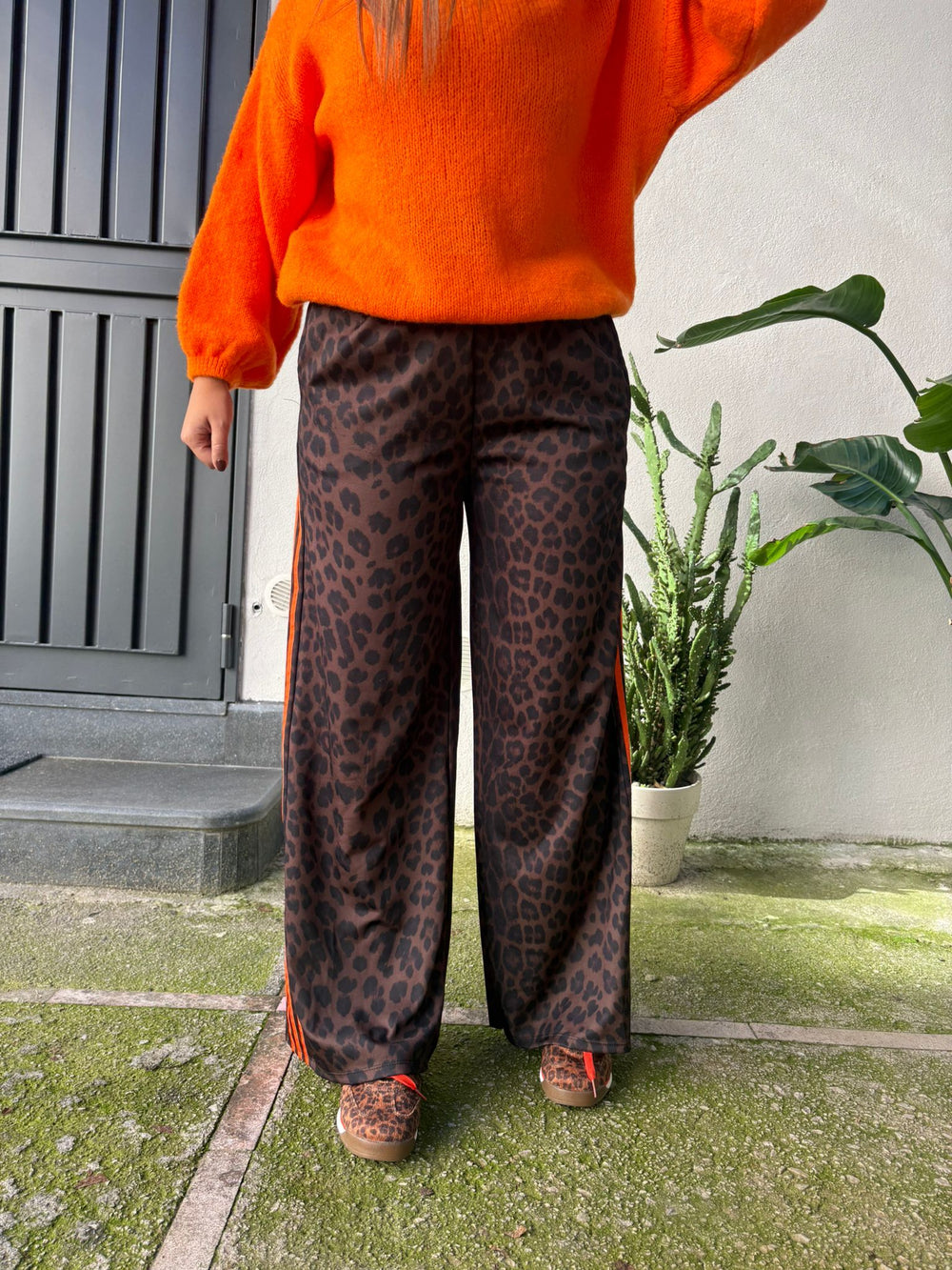 Pantalone Palazzo Animalier Arancio