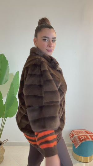 Pelliccia a Cappa marrone